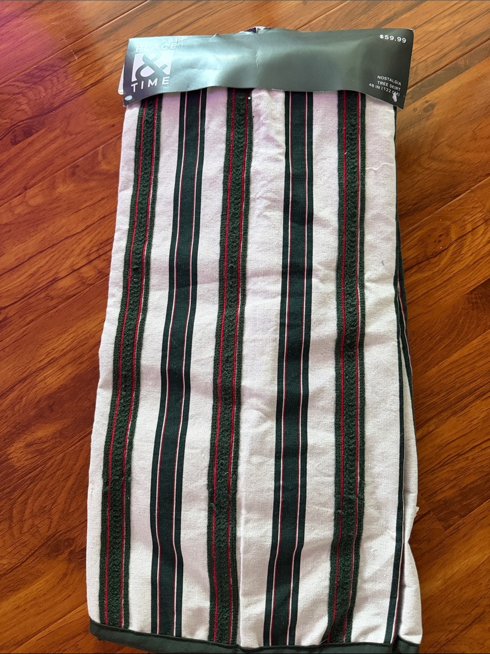 Nostalgia green, red, and white striped three skirt, brand new 48 inches